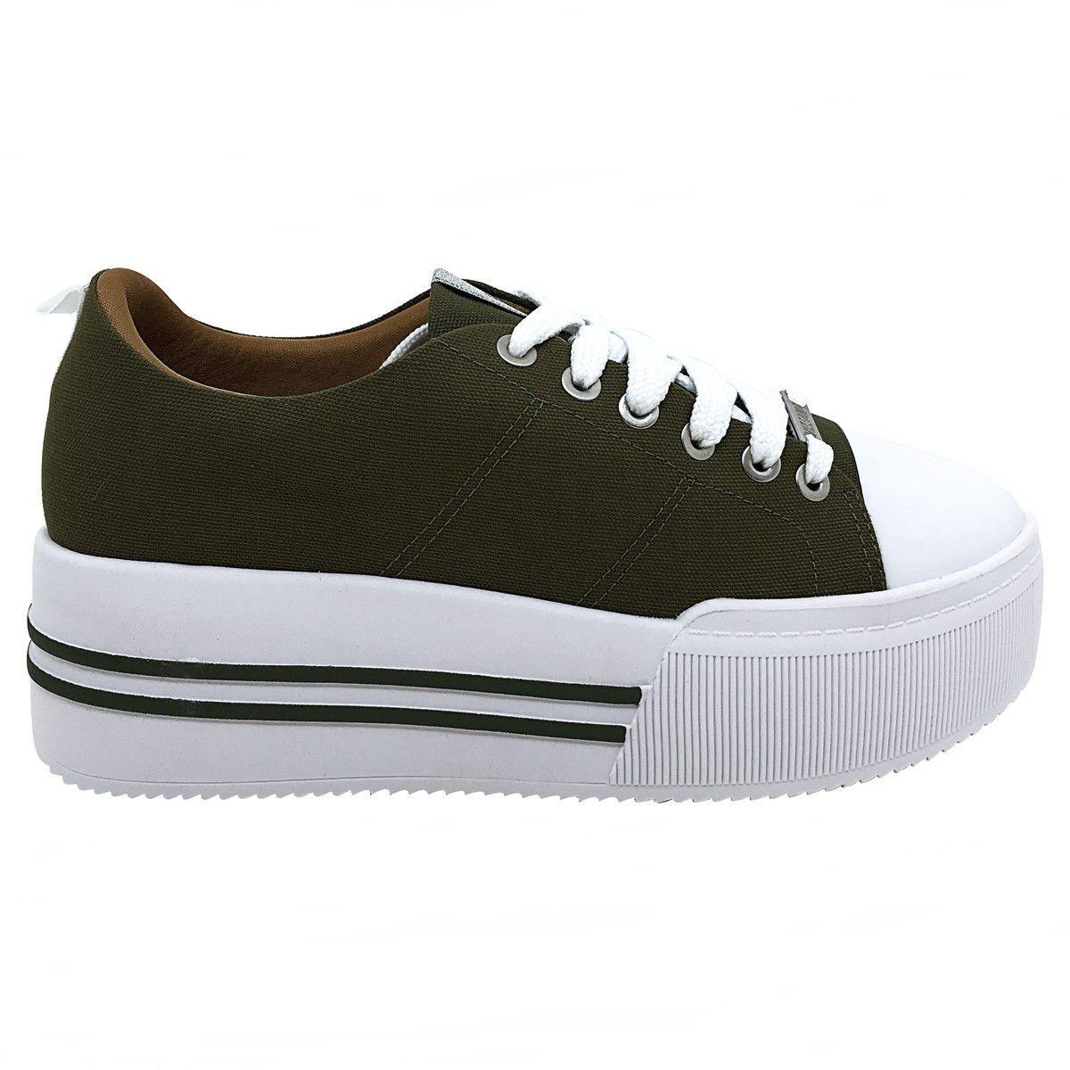 Tênis Casual Feminino Vizzano Flatform Urbano Confortável Solado Alto Lona  1336.306 - Verde Militar - Calçados Femininos - Magazine Luiza