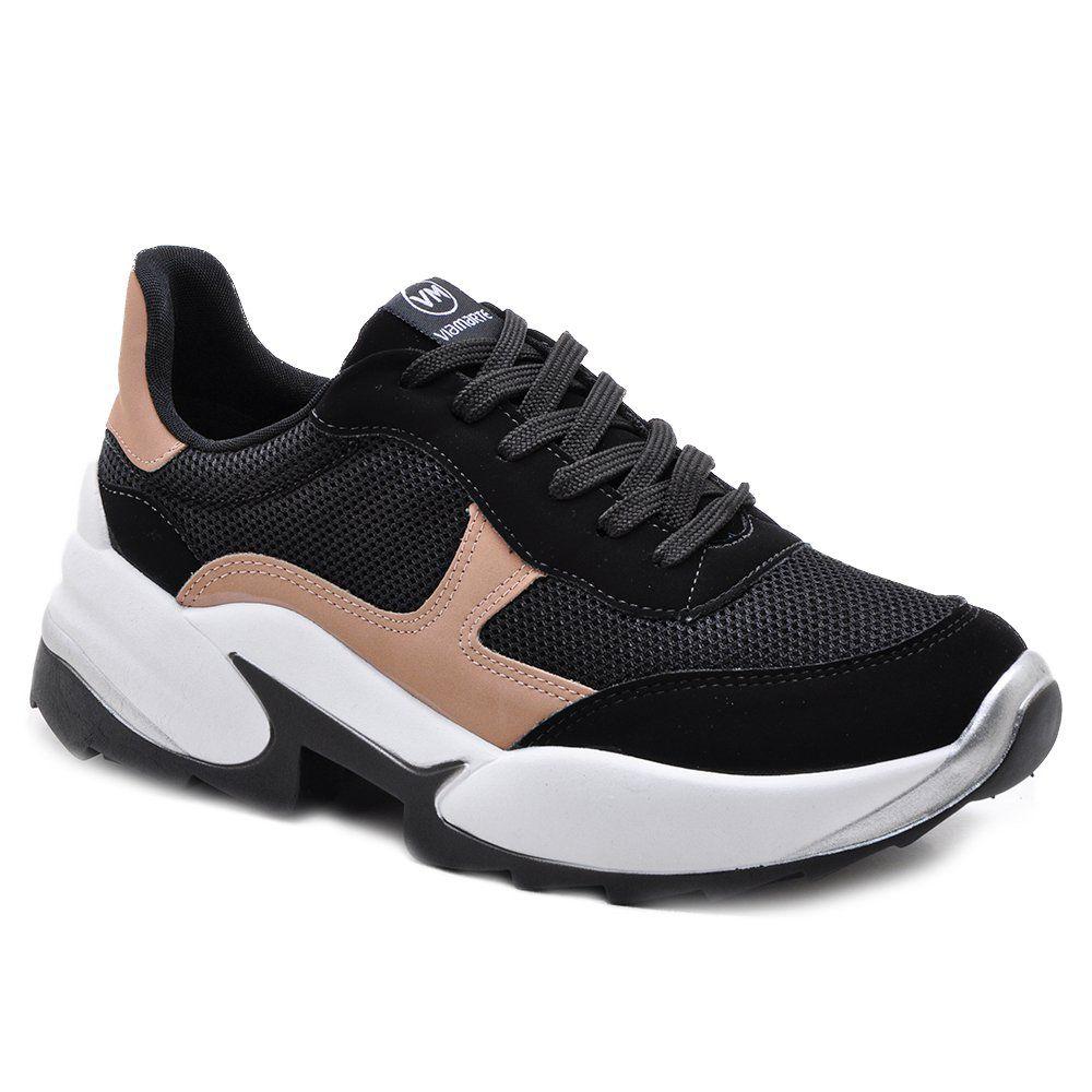 Tênis Chunky 204001 Preto e Rose 414 - Sapato De Franca - Tênis Feminino - Magazine Luiza