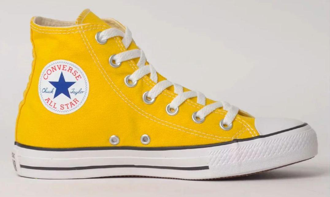 tenis all star cano medio amarelo