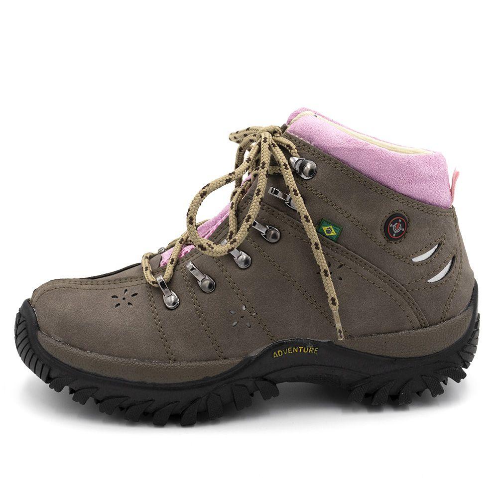 coturno adventure feminino tênis cano alto preto com rosa