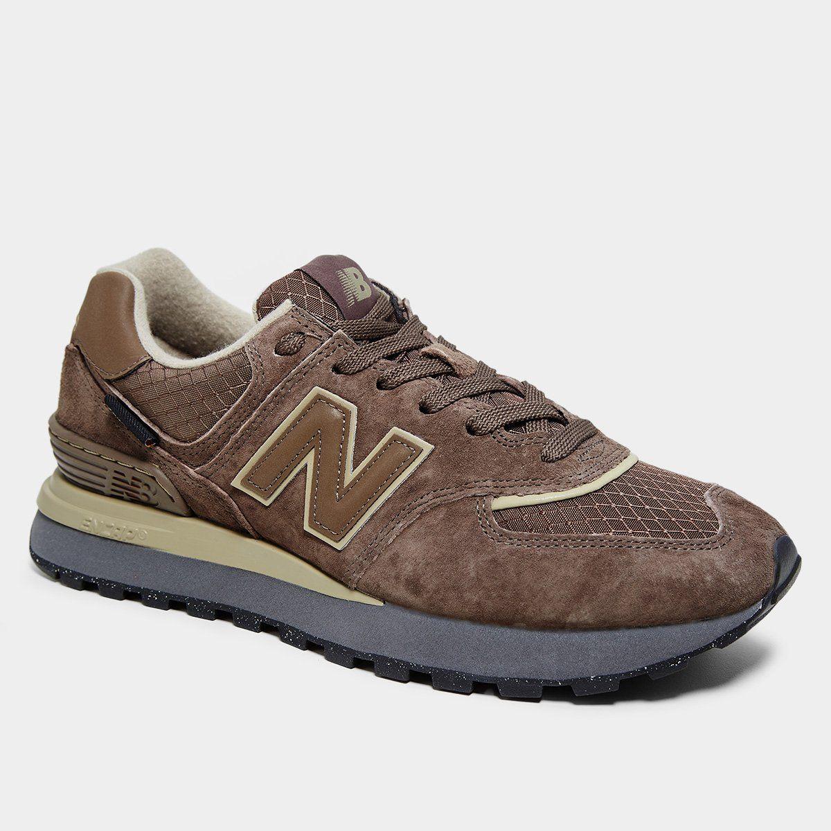 Balance 574 Couro Masculino Tenis New Balance Marrom Couro Tênis