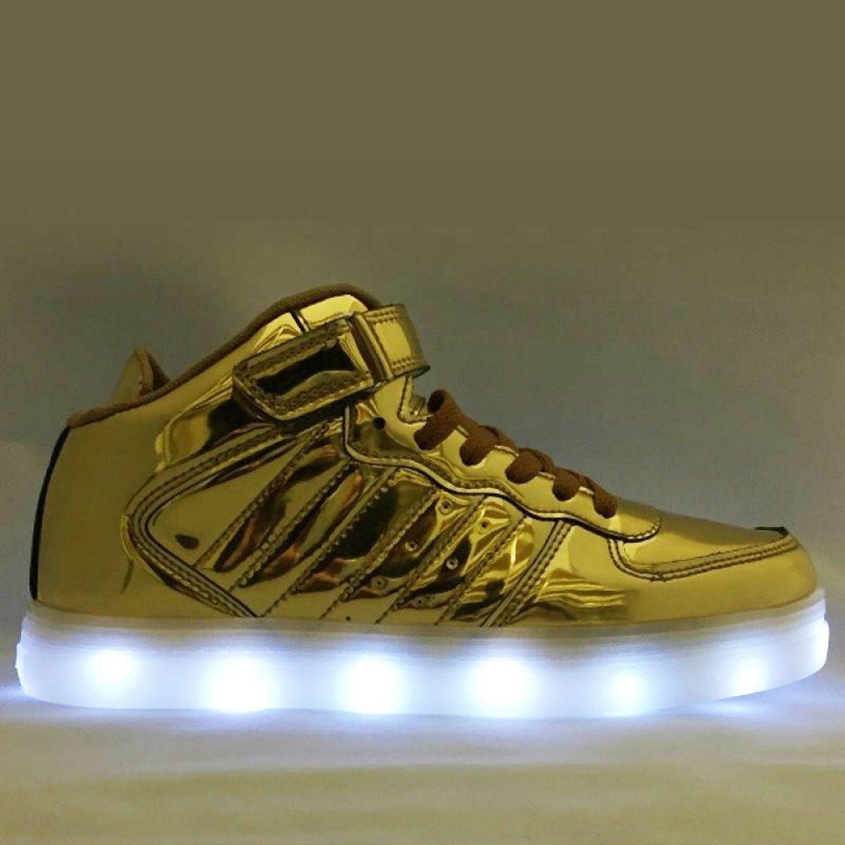 tênis de led cano alto