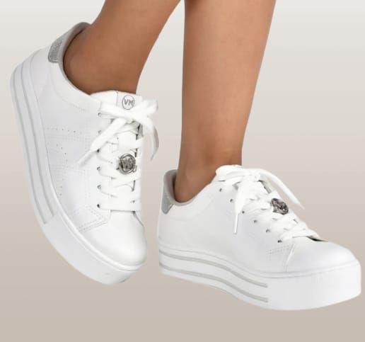 Tênis Feminino Casual Tenis Plataforma Via Marte Branco Tênis
