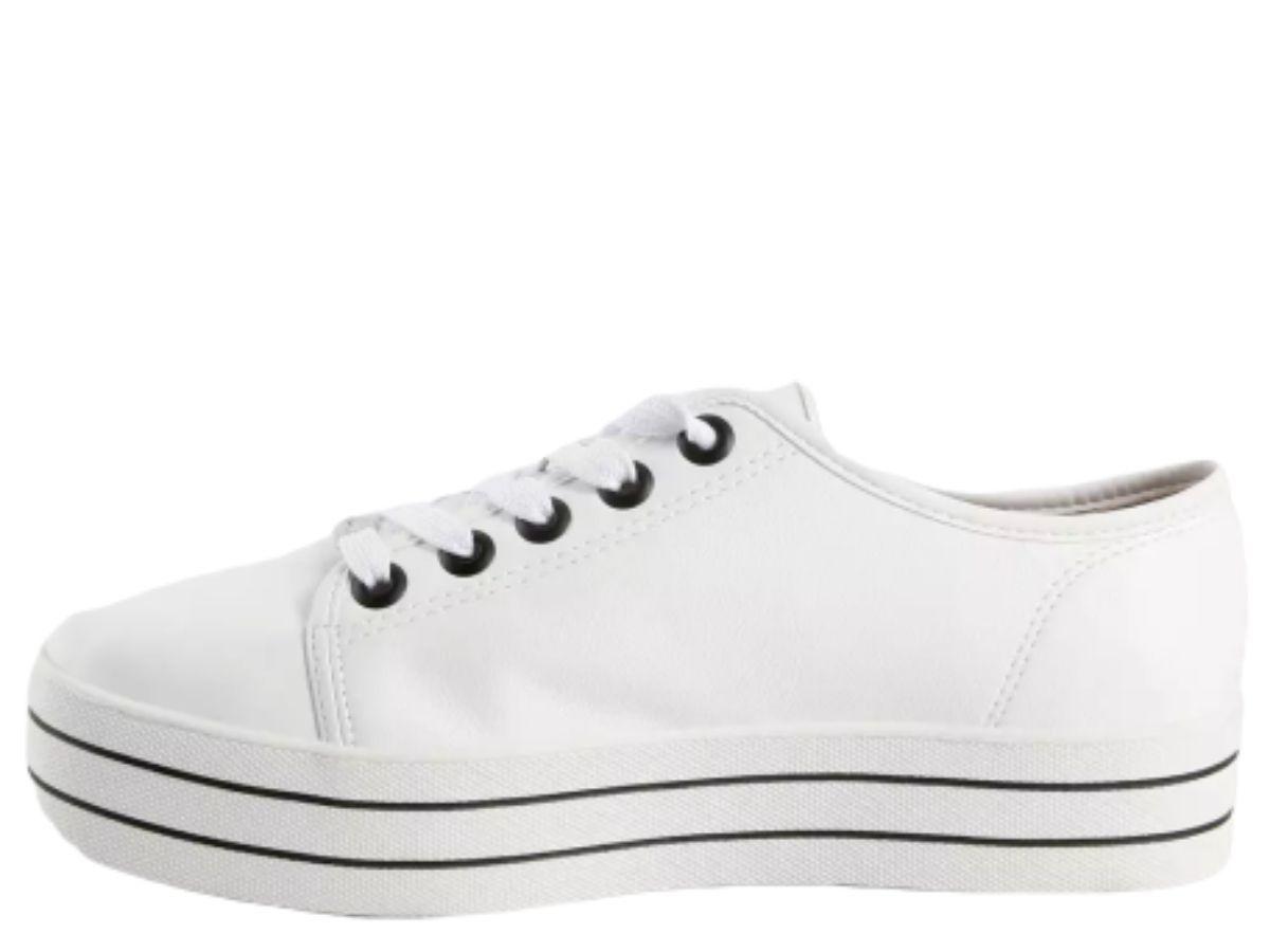 tênis feminino casual flatform listras moleca