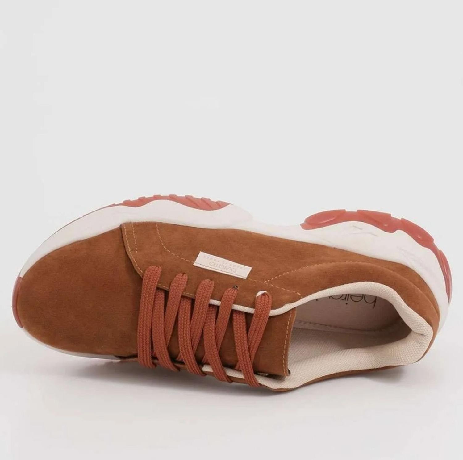 Tênis Beira Rio Camurção Chunky Pinhão