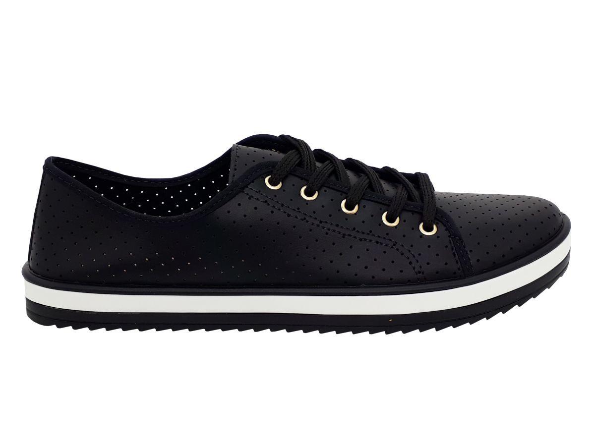 Tênis Feminino Moleca com Perfuros 5688.301 Preto tradicional sola baixa -  Calçados Femininos - Magazine Luiza