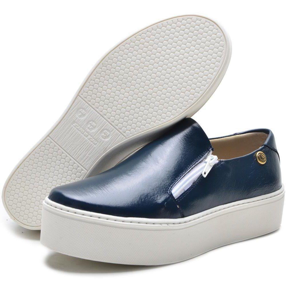 Tênis feminino Pierrô slip on plataforma couro cor azul marinho - Slipper / Slip  On Feminino - Magazine Luiza