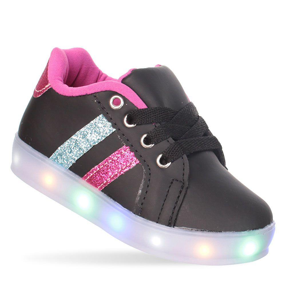 Calçados Tenis Infantil Brink Tenis Glitter Preto Colorido Com