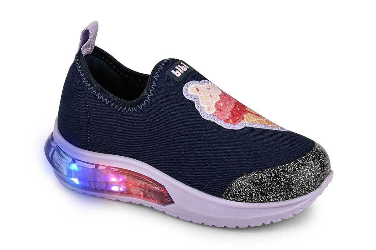 Tênis Infantil BIBI Space Wave Luz Led Colorido Estampado Sorvete