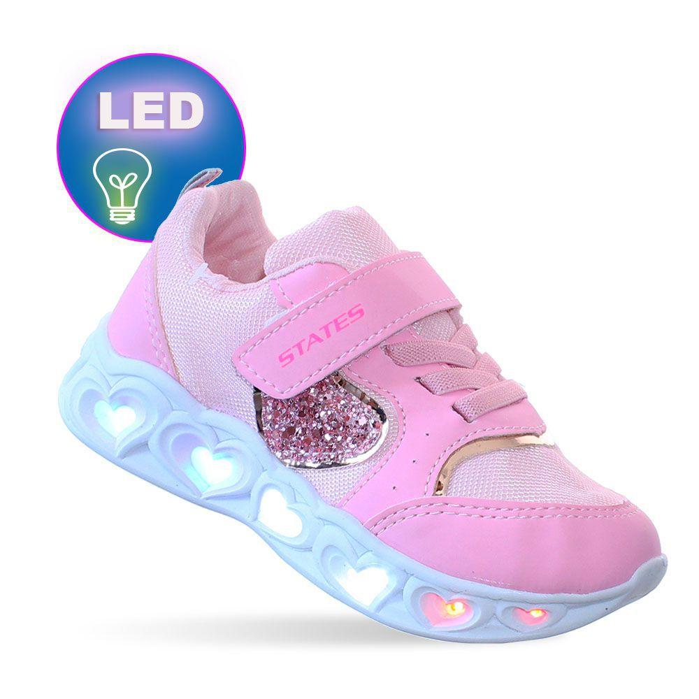 Tenis Infantil Criança Menina Juvenil Com Luzinha Luz Led Coração Rosa -  Pemania - Tênis Infantil - Magazine Luiza