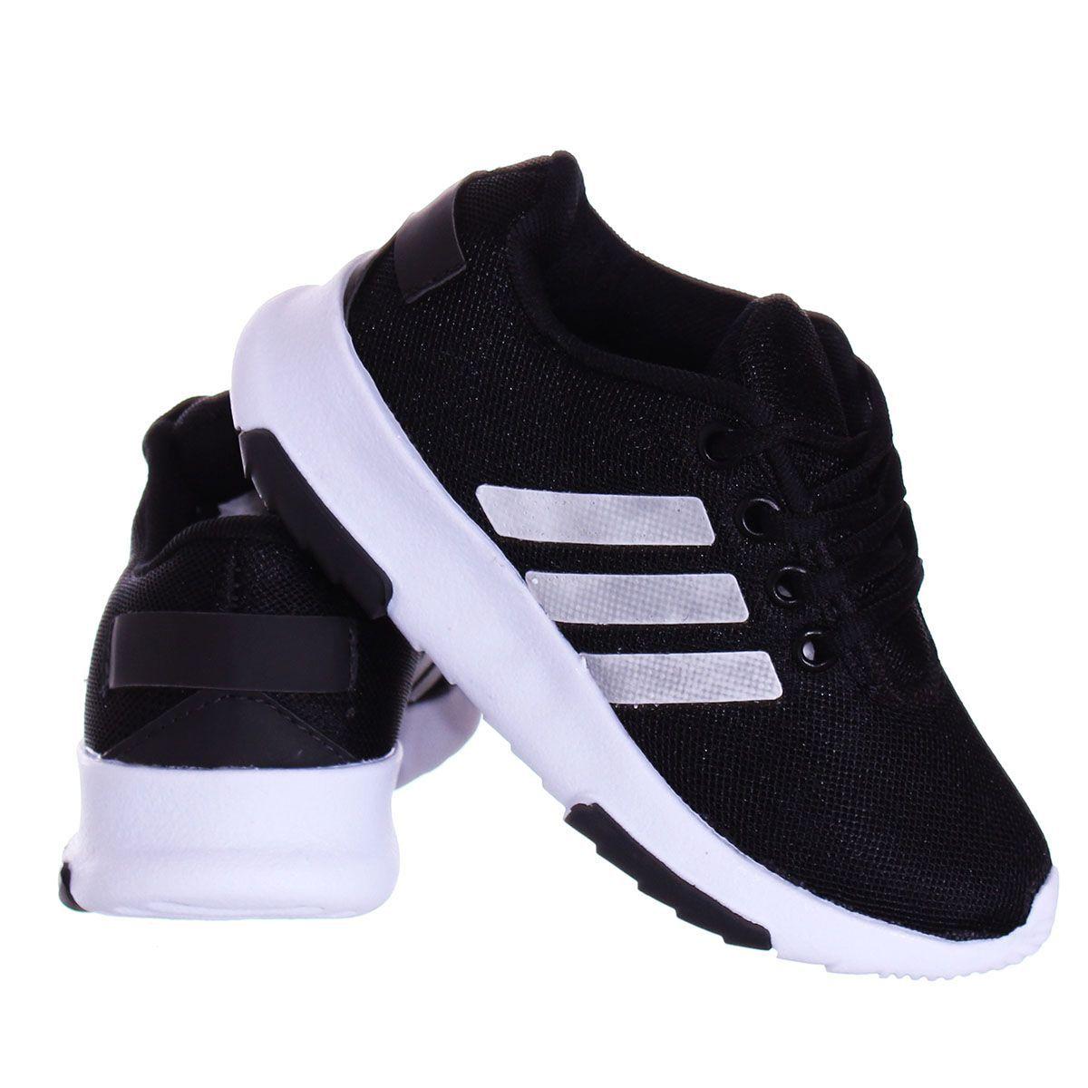 Tênis Feminino Sapato Preto Com Listra Branca Masculino Sapatos