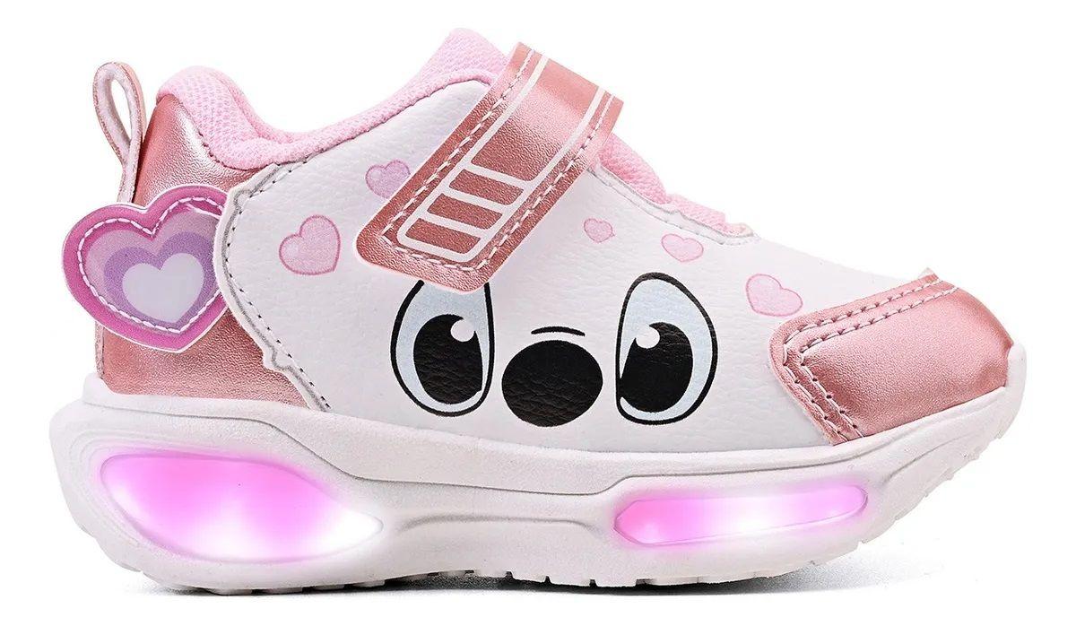 Tênis infantil led mini-pé stitch olhos apaixonados Tênis