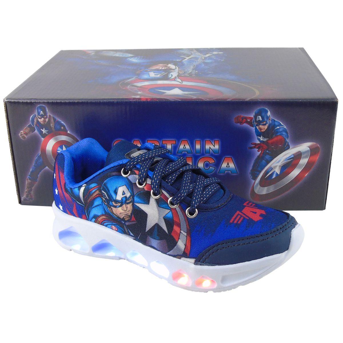 tenis led infantil capitao america
