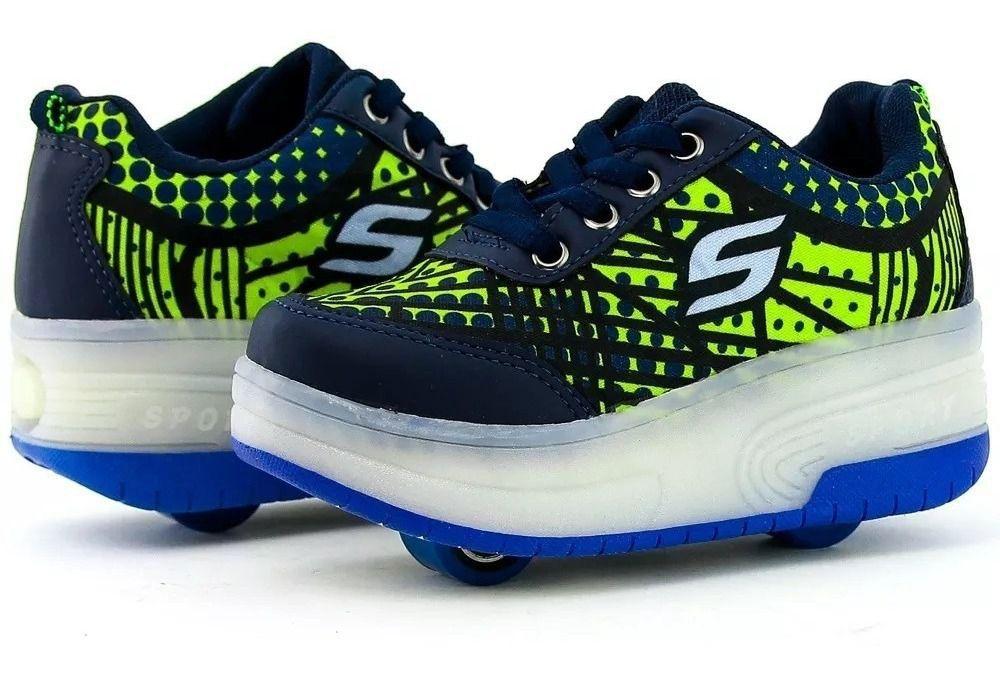 tênis de rodinha azul