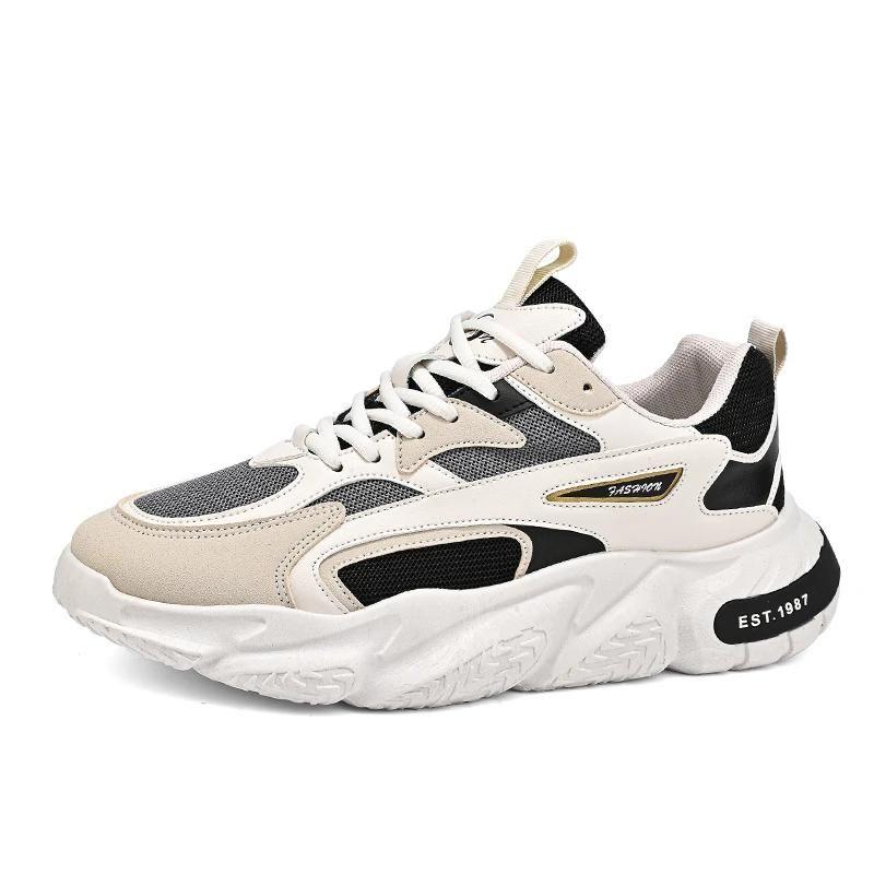 Tênis Masculino Casual de Malha Respirável com Sola Grossa Tênis