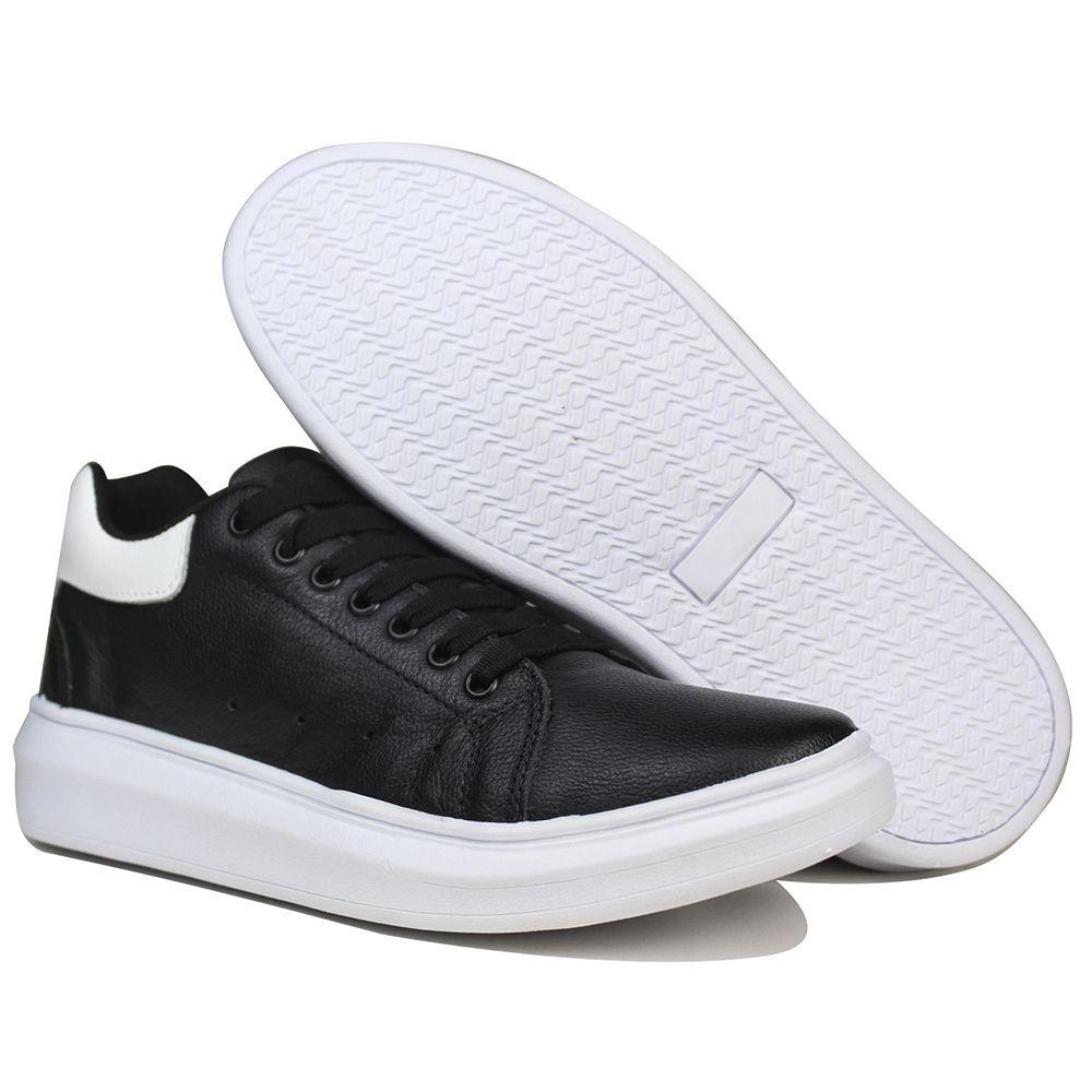 Tênis Masculino Spell Sola Alta em Couro Cor Preto/Branco - Basic Mania -  Calçados Masculinos - Magazine Luiza