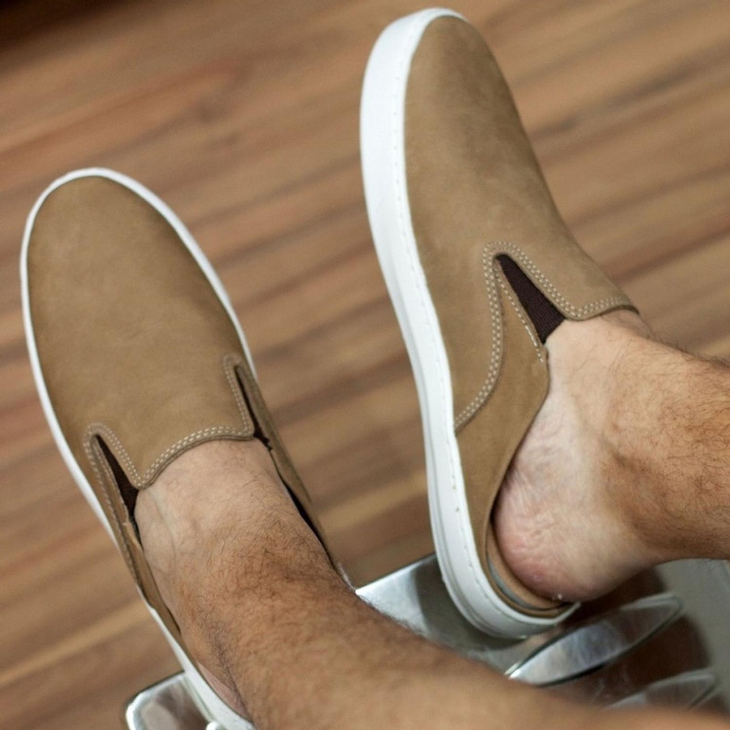 Tênis Mule Slip On Masculino Caqui De Couro 43 - West Bulls - Mule Masculino  - Magazine Luiza