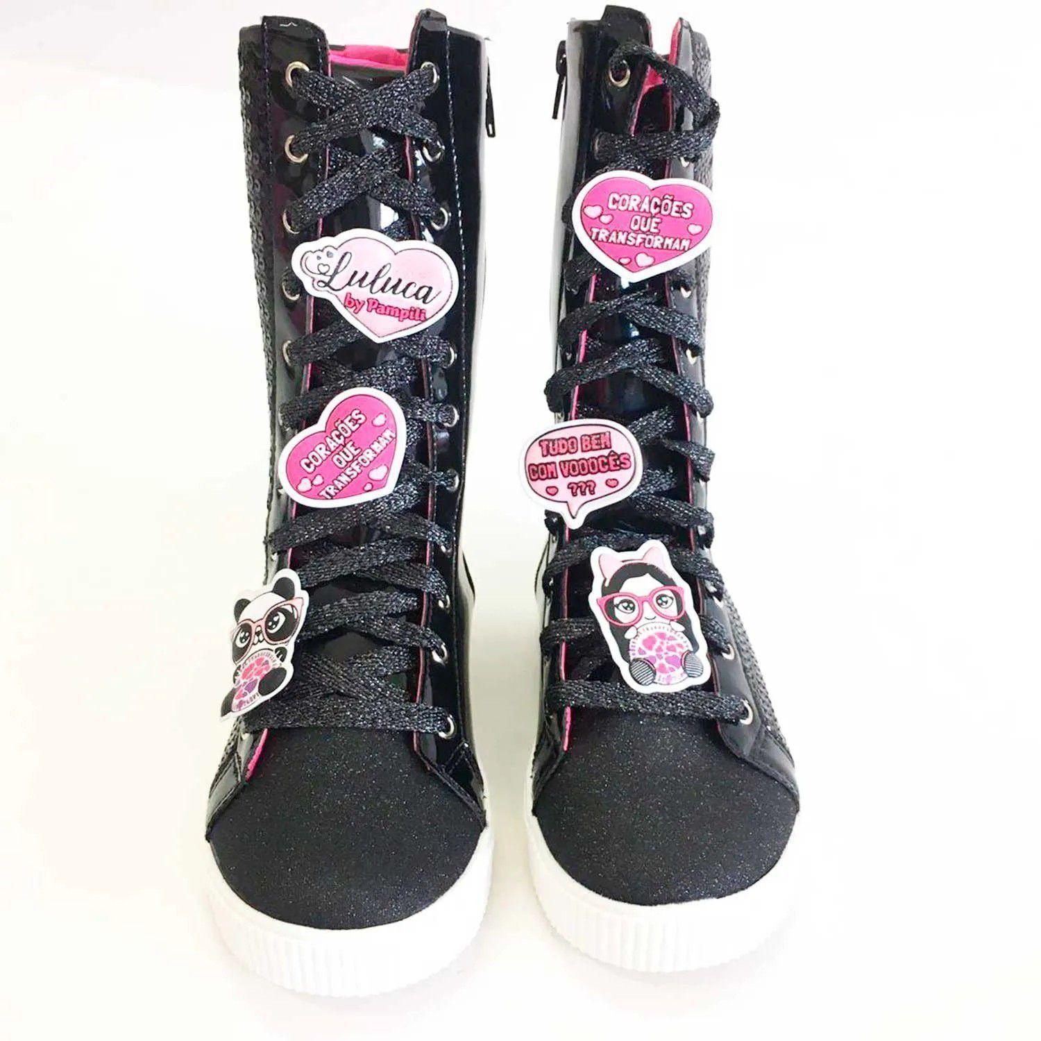 Tênis pampili luluca infantil cano alto paetê ref:435140 29/36 - Tênis  Infantil - Magazine Luiza