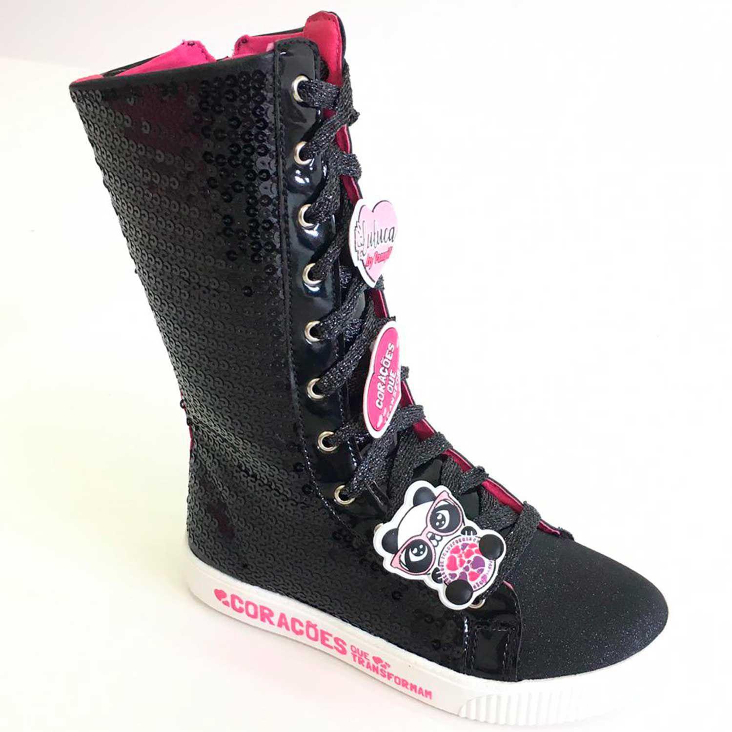 Tênis pampili luluca infantil cano alto paetê ref:435140 29/36 - Tênis  Infantil - Magazine Luiza