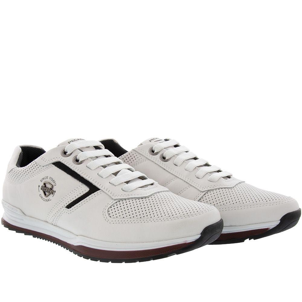 Sapatênis Masculino em Couro Pegada - Branco - Loja Adriano