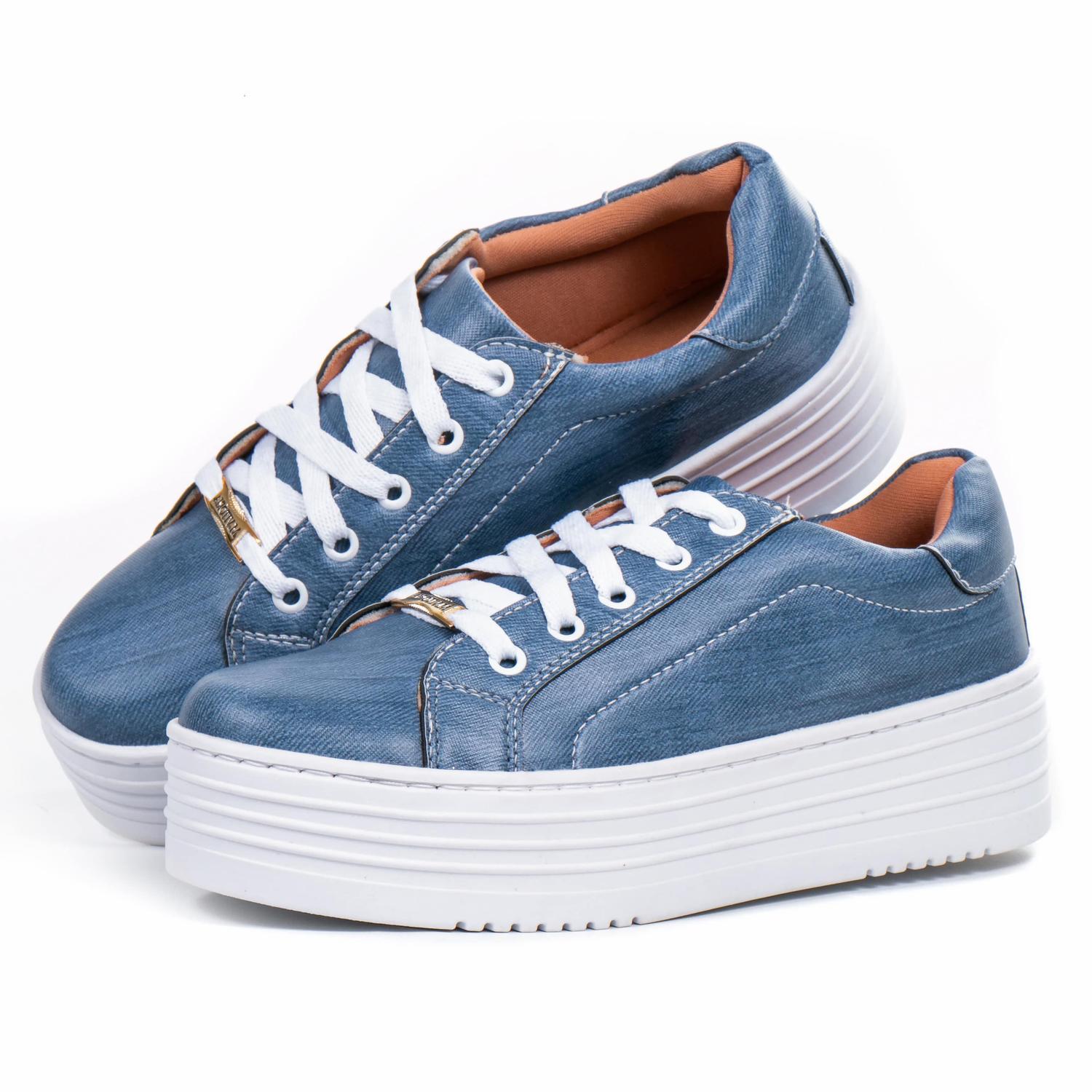 tênis plataforma jeans