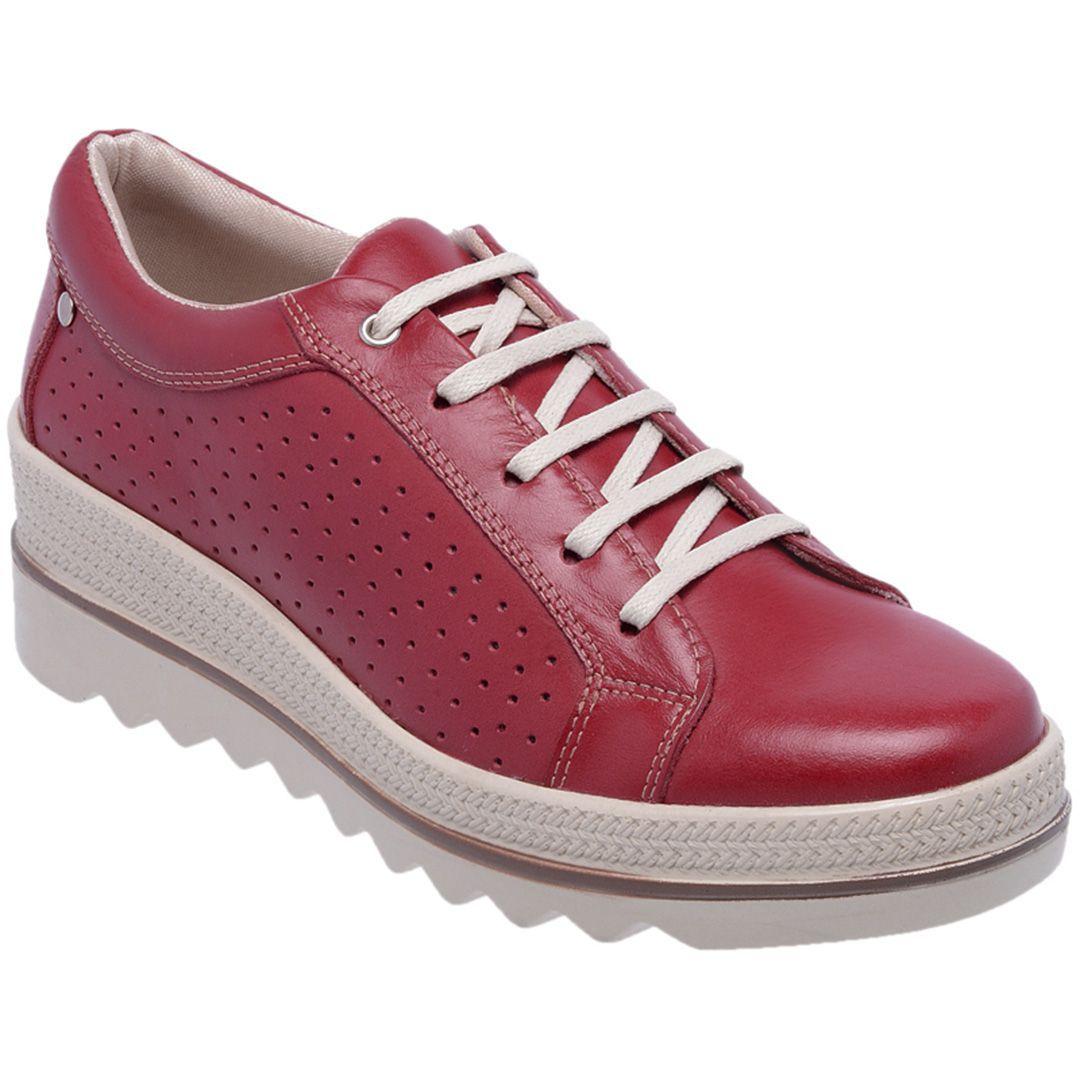 tenis de couro vermelho feminino
