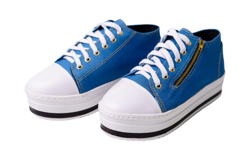 tenis jeans plataforma com ziper