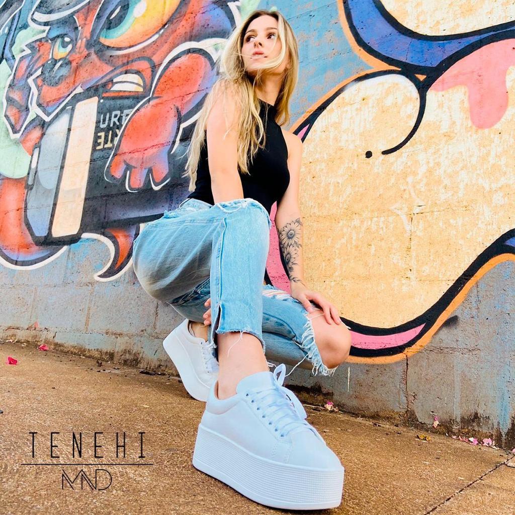 Tênis Plataforma Feminino Tenis Feminino Com Sola Alta Tenis Feminino  Plataforma Nude Sapatenis Tendência Branco Sola