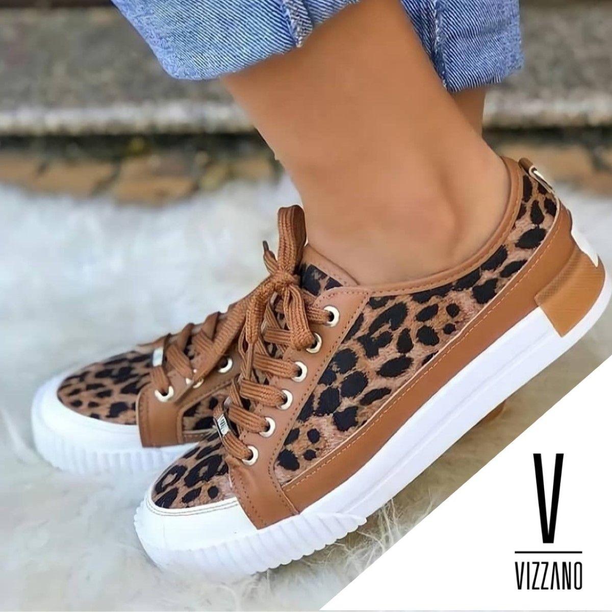 Animal Print Tenis Vizzano Oncinha Tênis Sapato Feminino Animal