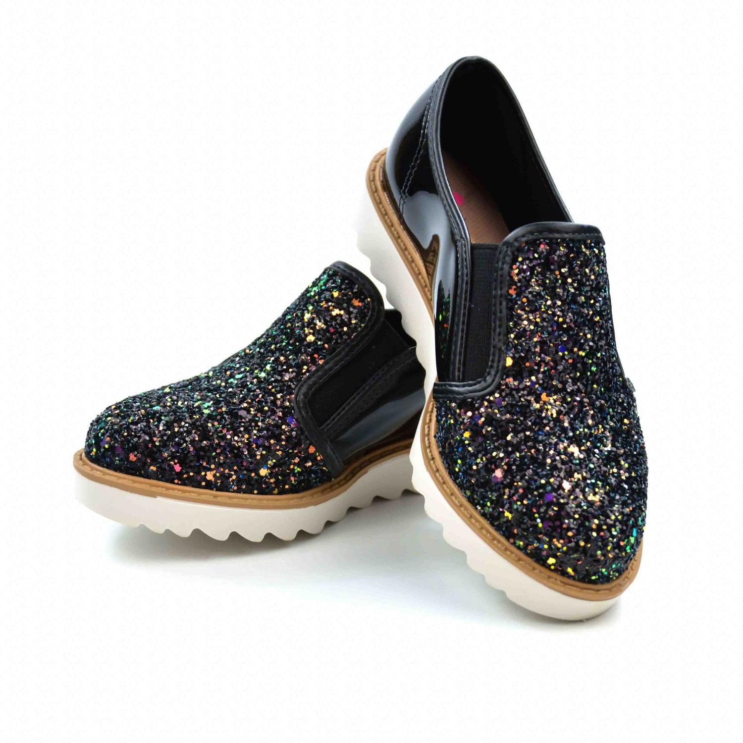 tenis slip preto com brilho