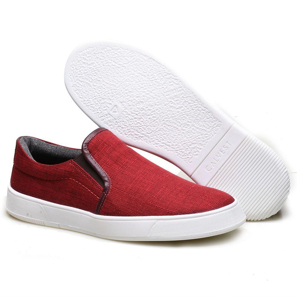 Tênis Slip on Calvest em Lona-Vermelho-3620C949 - Slipper / Slip On  Masculino - Magazine Luiza