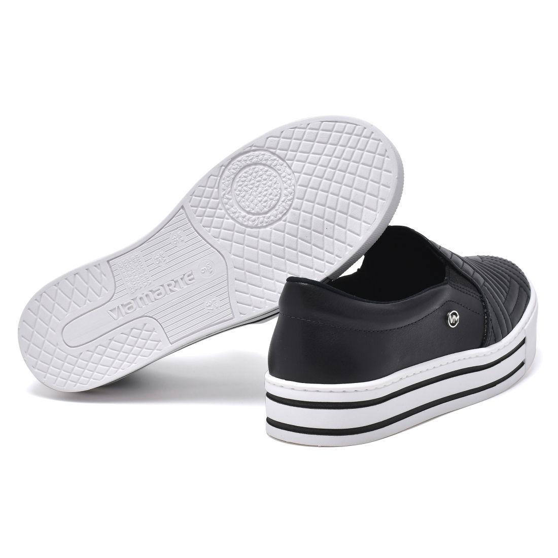 Tenis Slip On Feminino Via Marte Flatform Matelassê Preto - Slipper / Slip  On Feminino - Magazine Luiza