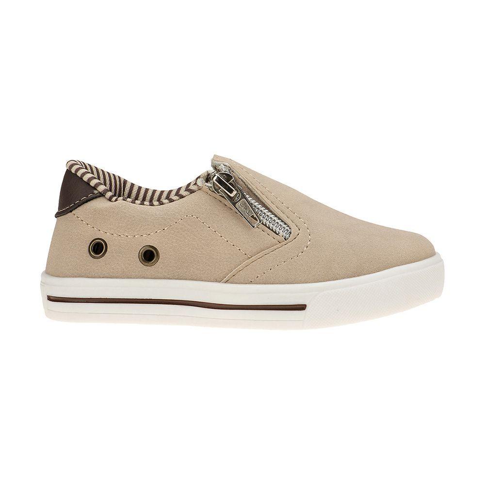 Tênis Slip on Infantil Menino Zíper Bege - Pequito - Slipper / Slip On  Infantil - Magazine Luiza
