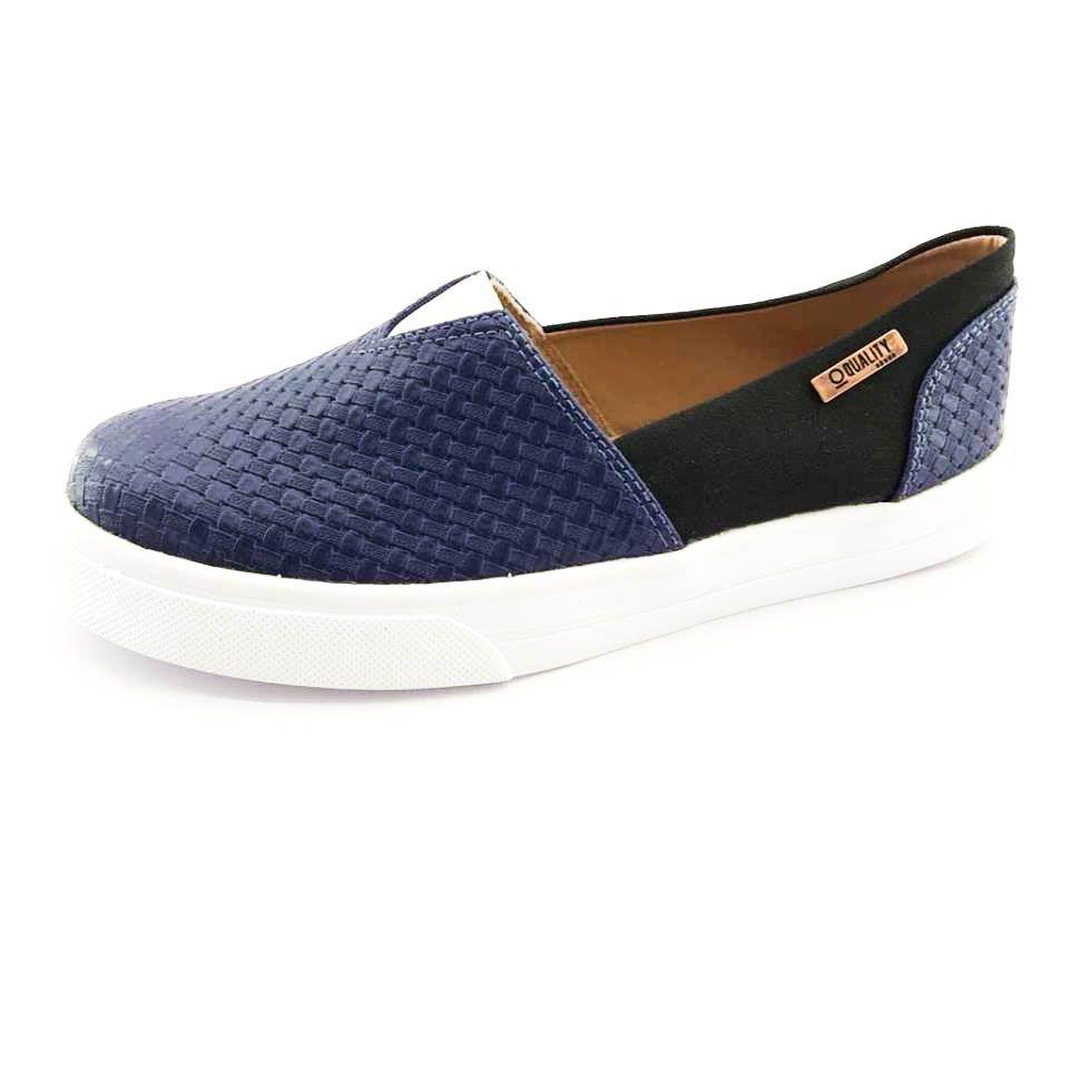 tenis slip on feminino azul marinho