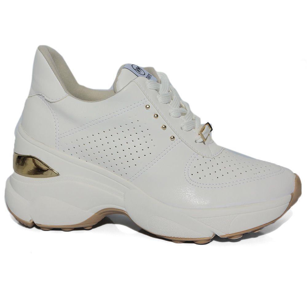 Tênis Via Marte FlatForm Via Marte 20-4721 Branco Dourado - Tênis Feminino - Magazine Luiza