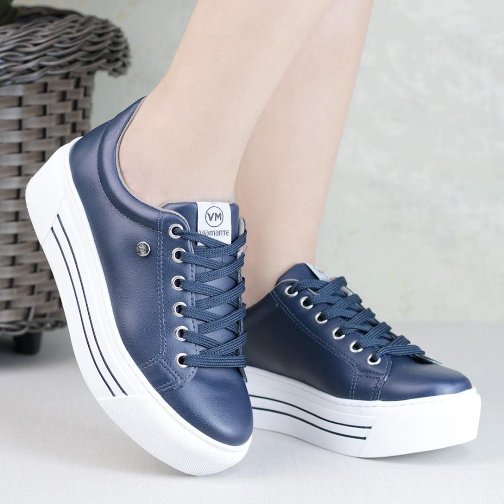 Tênis Flatform Via Marte 19-4951 Branco/azul Marinho em Promoção | Ofertas  na Americanas