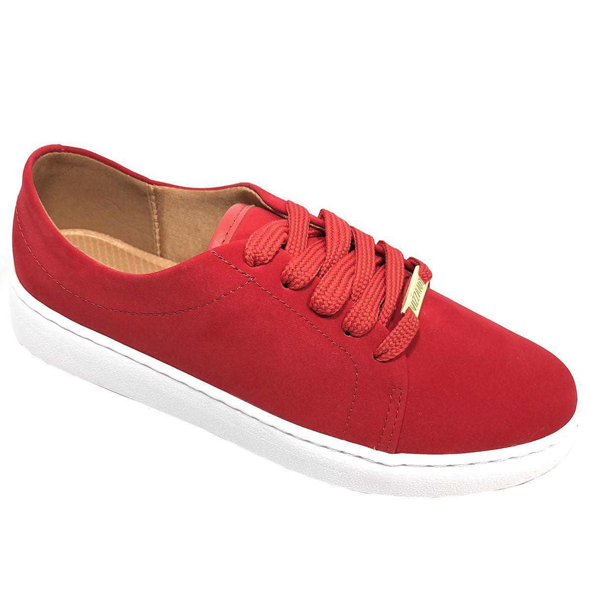 tenis vermelho camurça vizzano