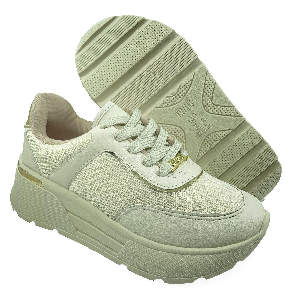 Vizzano Tenis Branco 34 Tênis Vizzano Plataforma Casual Nylon