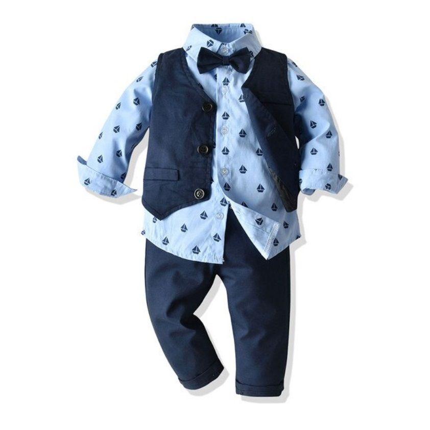 Terno Infantil Camisa Social Com Colete E Gravata Borboleta Terno