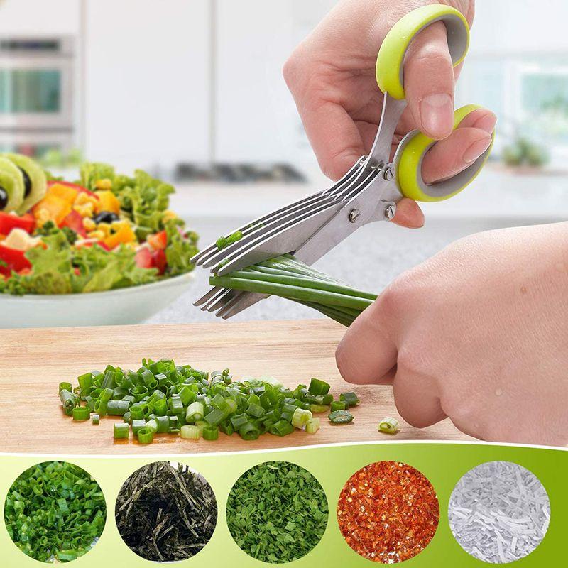 Imagem de Tesoura Para Picar Alimentos Temperos E Ervas 5 Lâminas Aço