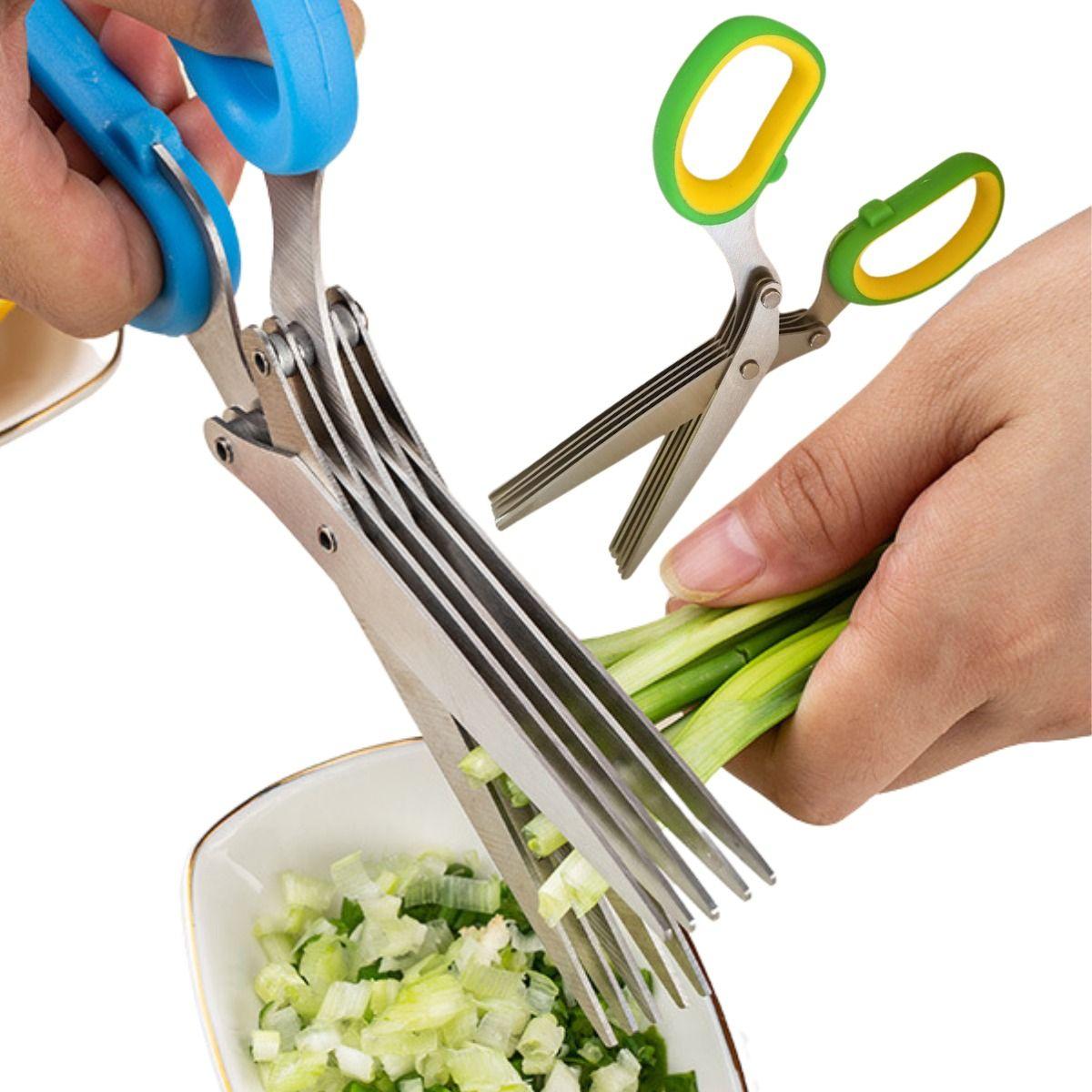 Imagem de Tesoura Para Picar Alimentos Temperos E Ervas 5 Lâminas Aço