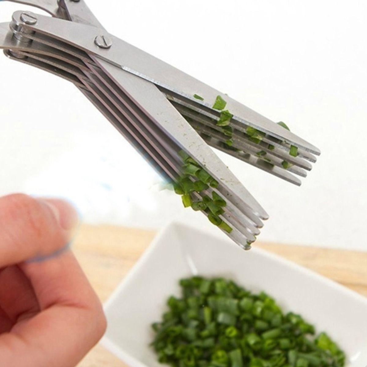 Imagem de Tesoura Para Picar Alimentos Temperos E Ervas 5 Lâminas Aço