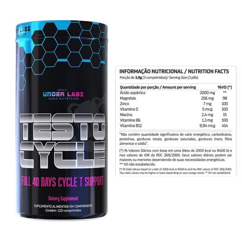 Testo Cycle 120 Tablets - Under Labz - Massa Muscular - Magazine Luiza