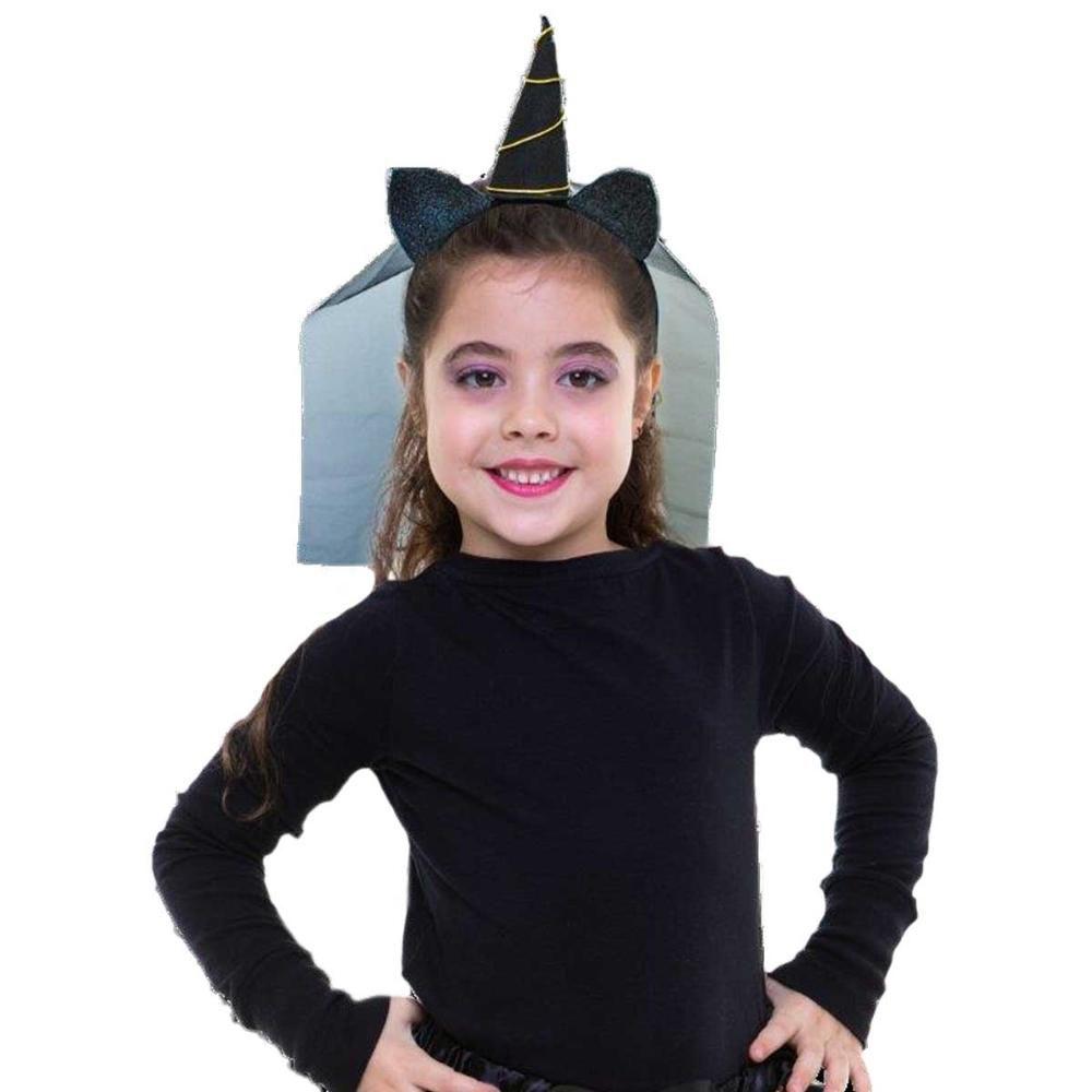 Tiara Unicórnio Infantil Preto Com Véu de Halloween - Global Fantasias -  Tiara - Magazine Luiza