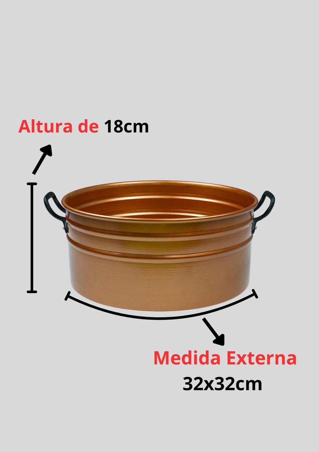 Imagem de Tina Escalda Pés, Bacia Pedicure, Balde Newborn, Ofurô C/Alças aluminio cor Cobre