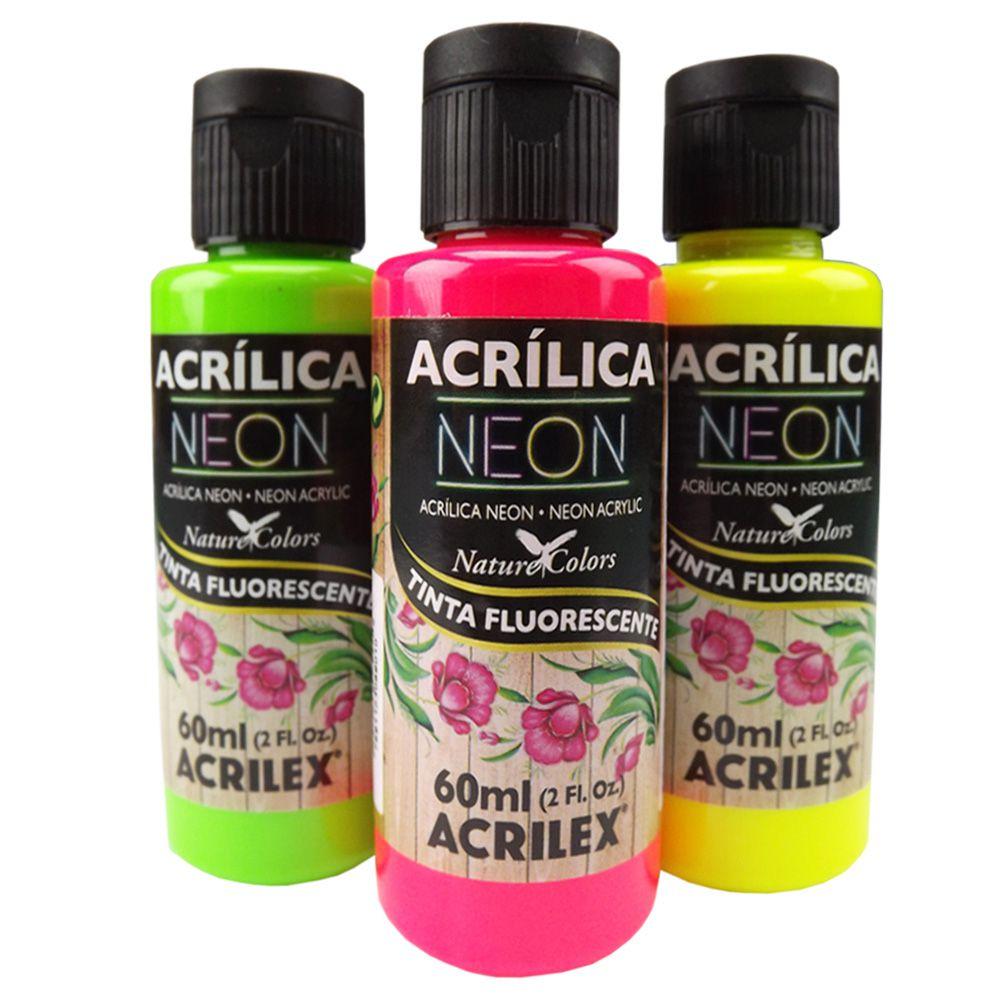 Tinta Acrílica Fosca Neon Nature Colors Acrilex Efeito Fluorescente 60ml Tintas para Tinta Acrílica Fosca Neon Nature Colors Acrilex Efeito Fluorescente 60ml Tintas para
