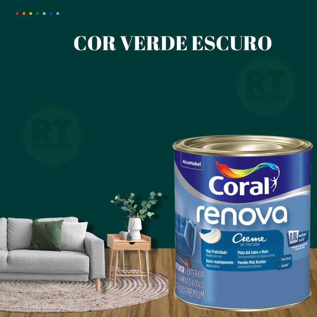 Imagem de Tinta Parede Verde Alecrim Acrílica Fosca Coral Renova 800ml