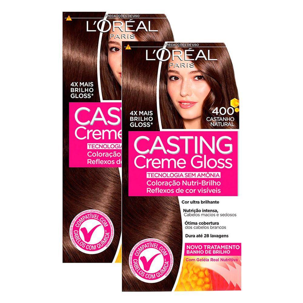 Tintura Creme Casting Creme Gloss L'oréal Castanho Natural 400 Kit com ...