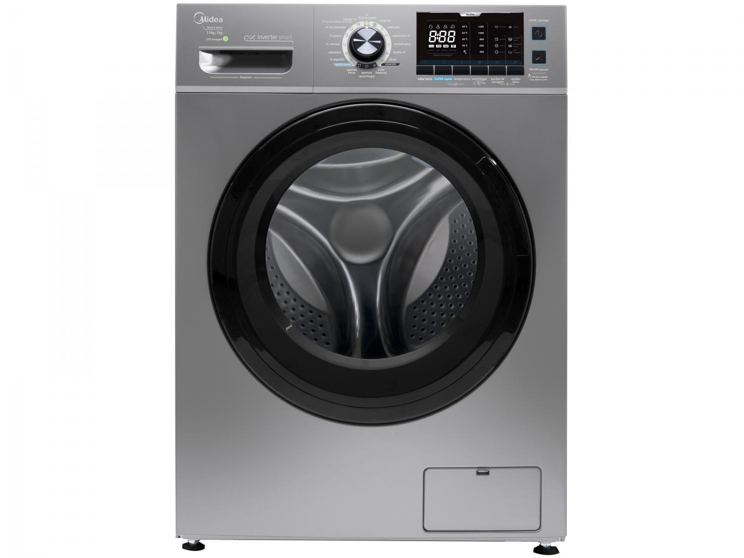 Lava e Seca Midea 11Kg Storm Wash LSE11X1 - Inverter 16 Programas de Lavagem Grafite