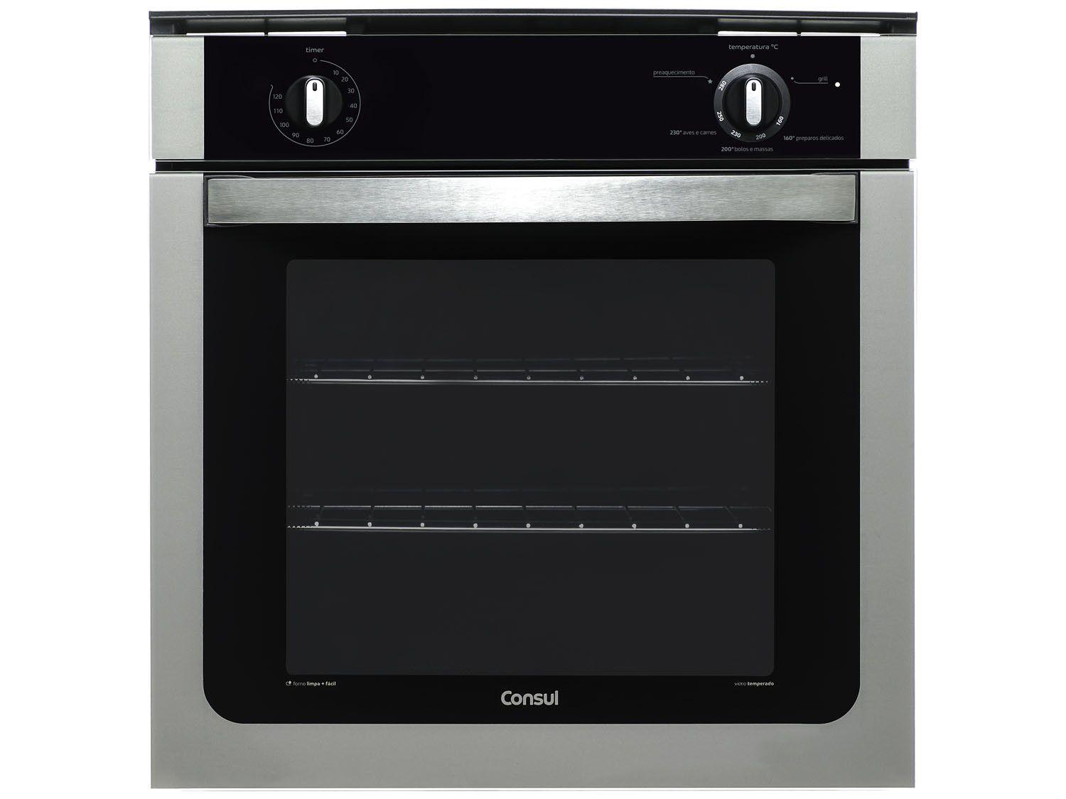 Forno de Embutir à Gás GLP Consul Autolimpante - com Grill e Timer 78L COA84 BR